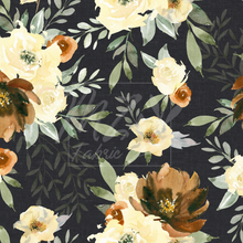 Load image into Gallery viewer, Beige and Brown Flowers on Black
