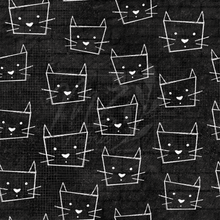 Load image into Gallery viewer, White Kitty on Black Co-ordinate / Chaton Blanc sur Noir Coordonné
