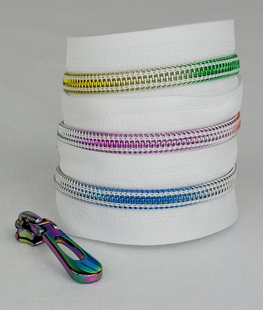 Nylon rainbow zipper tape- White #5