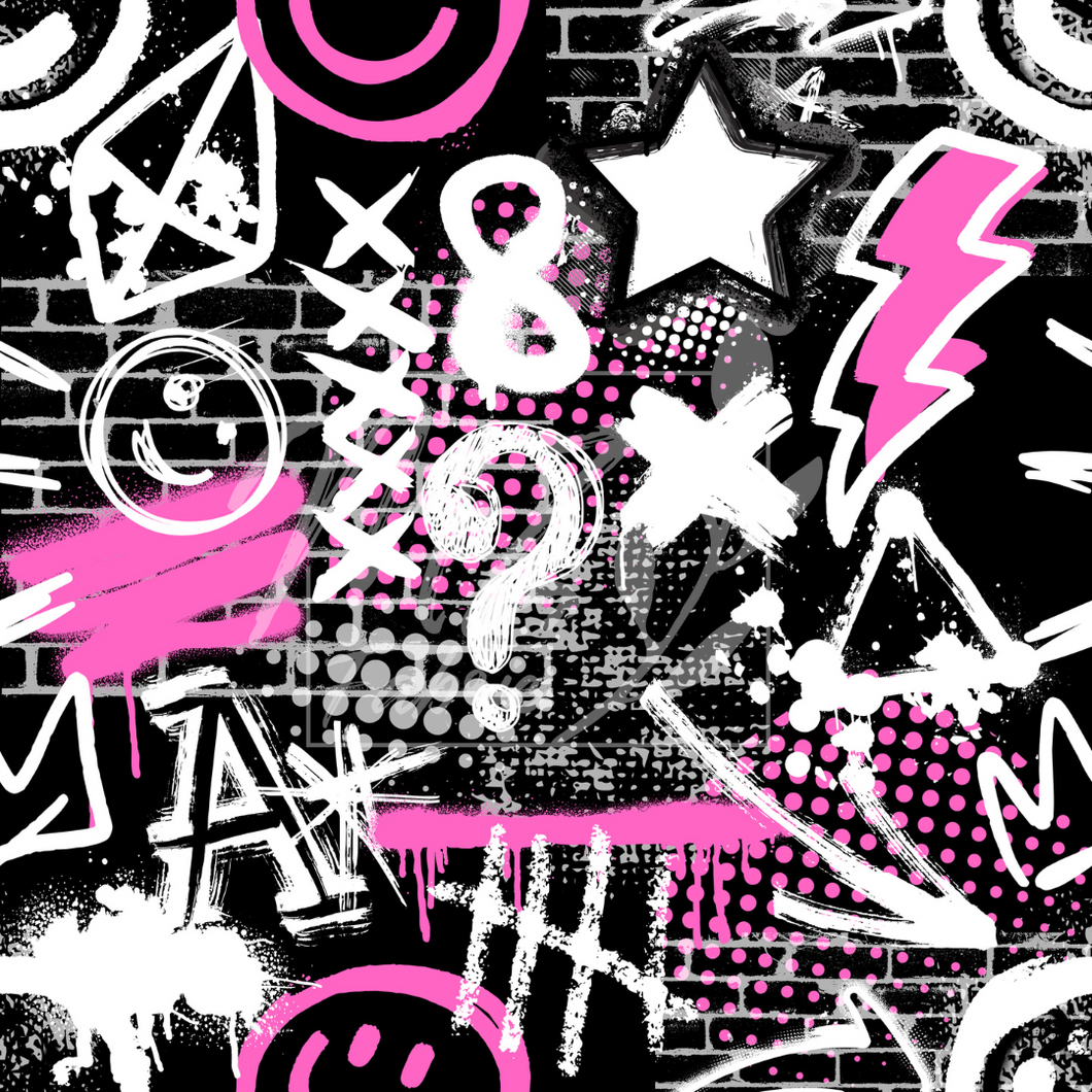 Black/pink graffiti / Graffiti noir/rose